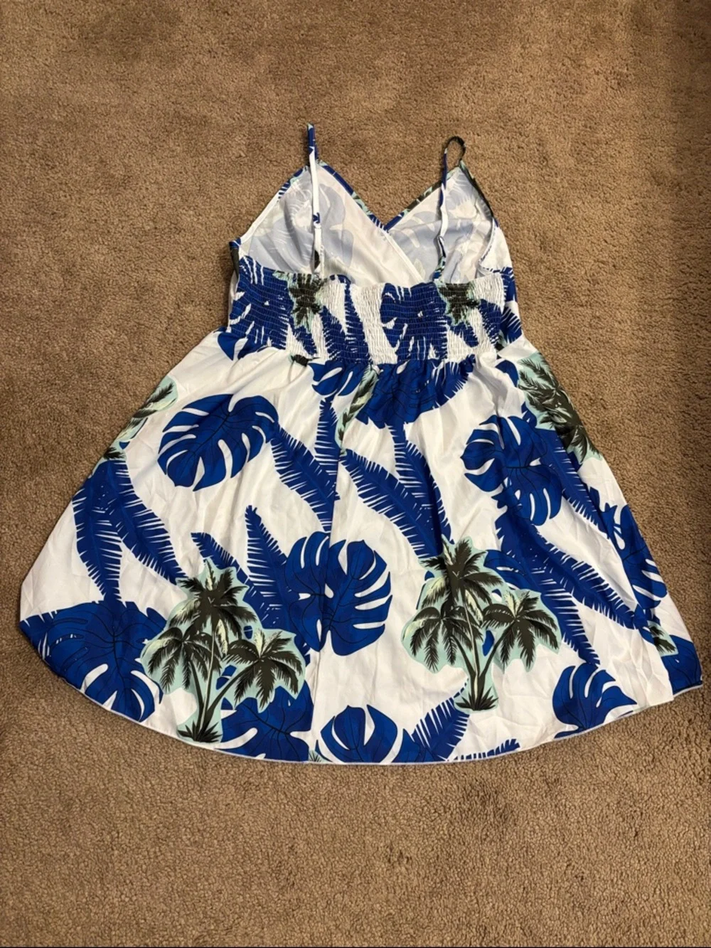 Tropical Blue & White Sleeveless Sundress - Picture 3 of 4